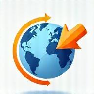 マーケットエントリーを示す地球儀と参入矢印のアイコン